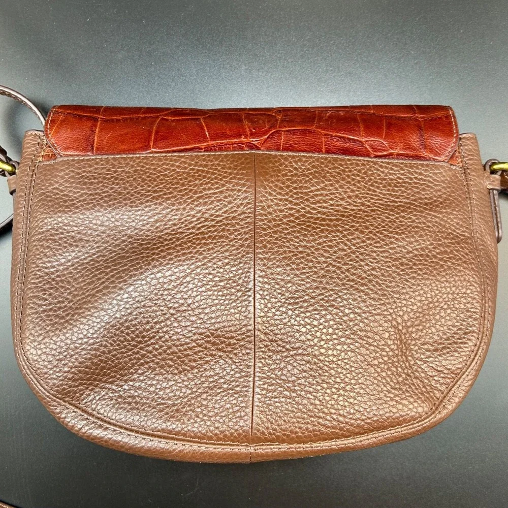 Fossil‎ Leather Brown Reptile Flap Small Crossbody Purse Handbag